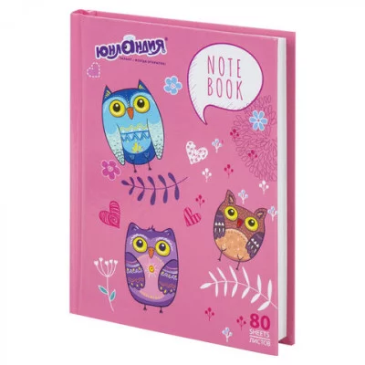 Блокнот МАЛЫЙ ФОРМАТ 110х147 мм А6, 80 л. твердый, клетка, ЮНЛАНДИЯ, Совушки 111618