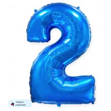 Шар (40\'\'/102 см) Цифра, 2, Синий, 1 шт. в уп. B901762A