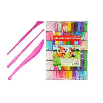 Масса для лепки. Лёгкий пластилин 72 цв 3 стека. НД-1803