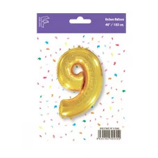 Шар (40\'\'/102 см) Цифра, 9, Золото, 1 шт. в уп. B901769O