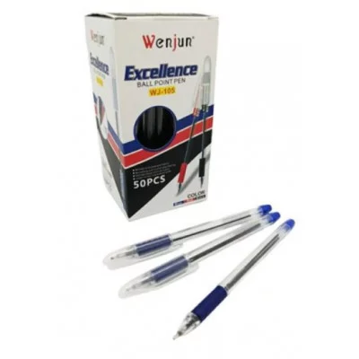 Ручка CZ-93 (син) 1.0мм, прозрачный круглый корпус, с грипом, WJ-105 327090