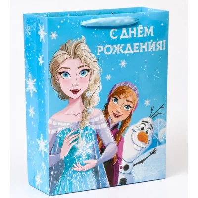 Пакет подарочный "С Днем рождения!", Холодное сердце, 31х40х11,5 см 7153513