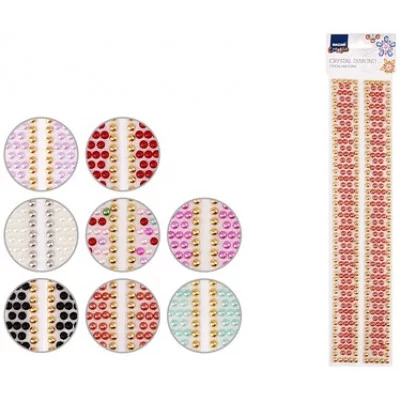 Стразы-наклейки M-8663 акриловые АССОРТИ-11, 33*7 см, 7 дизайнов, ОПП-упаковка с европодвесом