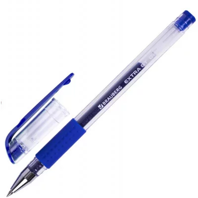 Ручка гелевая с грипом BRAUBERG "EXTRA GT", СИНЯЯ, стандартный узел 0,5 мм, линия 0,35 мм, 143915