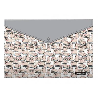 Папка-конверт на кнопке пластиковая ErichKrause® Chilling Dog, A4 55317