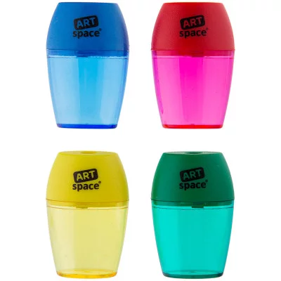 Точилка пластиковая ArtSpace, 1 отверстие, контейнер, ассорти, пакет 186691