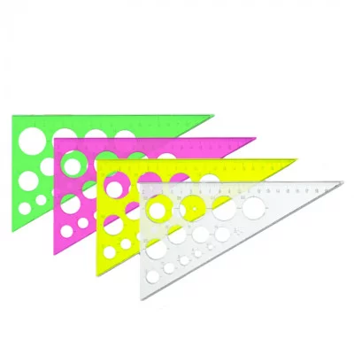 Треугольник СТАММ 1шт 13 см пластиковый 30 градусов с окружностями цвет ассорти флуоресцентный ТК110