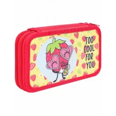 Пенал 2-секц, печать на ткани КЛУБНИЧКА В ОЧКАХ (ПН-3811) (190х115)