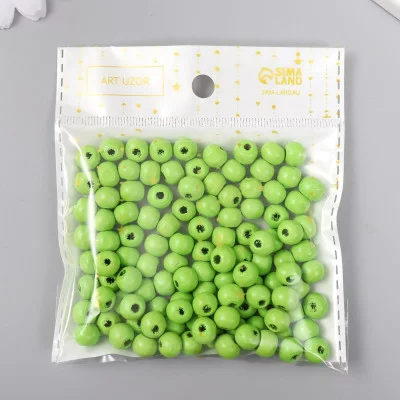 Бусины для творчества дерево "Оливково-зелёный" d-0,8 см, набор 20 гр   9463300