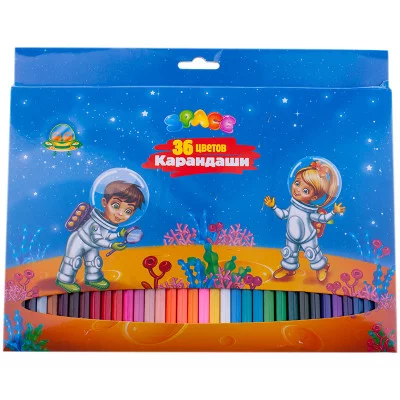 Карандаши ArtSpace "Космонавты", 36цв., заточен., картон, европодвес Спейс 171427
