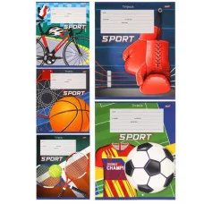 Тетрадь КЛЕТКА 24л. СПОРТИВНЫЕ АТРИБУТЫ обл.-мелов.карто, 24-9375