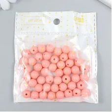 Бусины пластик "Кораллово-розовые" глянец набор 25 гр d=1 см   9424525