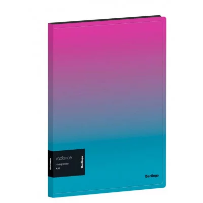 Папка на 4 кольцах Berlingo "Radiance", 24мм, 600мкм, D-кольца, с внутр. карманом, розовый/голубой градиент 299487