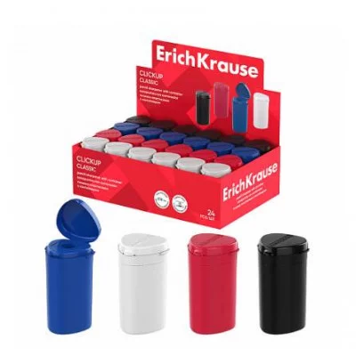 Точилка пластиковая ErichKrause ClickUp, Classic, с контейнером, ассорти 60068