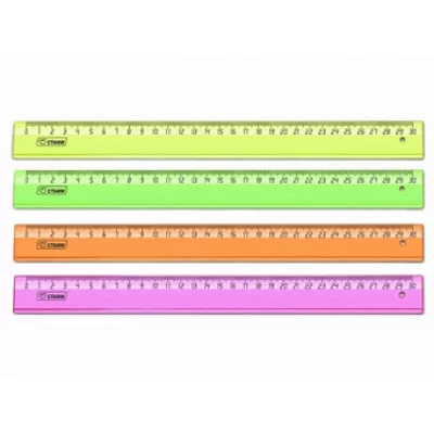 Линейка 30см NEON Cristal ассорти  СТАММ ЛН320 Лин38