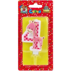 Свеча для торта Жирафик Розовый Цифра 4 С-8318