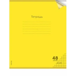 Тетрадь КЛЕТКА 48л. цвет.пласт.обл. plastic cover НЕОН YELLOW 1 дизайн 48-1376