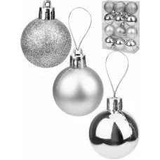 Набор ёлочных шаров 12 шт Чудеса, 4 см, серебряный с узором НУ-5623
