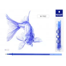 Стержни M-7922 гелевые со стираемыми чернилами,СИНИЕ,3 шт,игольч. пиш.узел 0.5 мм,длина 126 мм