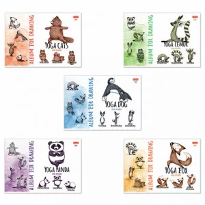 АЛЬБОМ для рисования 24л А4ф на скобе серия -Animals Yoga- 056709 Аль2404