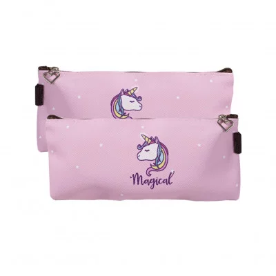 Пенал - косметичка, Alingar, ПВХ, молния, 200х90 мм, "Magical", розовый AL9771