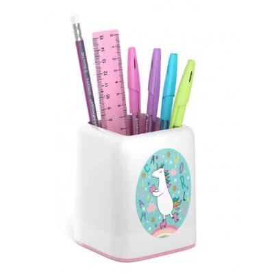 Набор настольный пластиковый ErichKrause Forte Rainbow Skate белый с розовой вставкой 55735