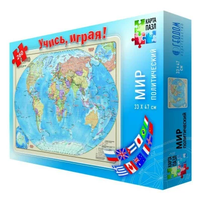 Карта-пазл. Мир политический. 260 деталей. 47х33 см. ГЕОДОМ