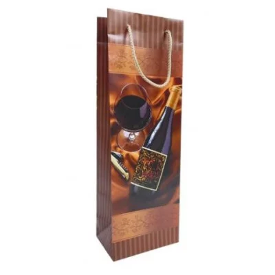 Пакет подарочный бумажный под бутылку Бутылка вина 12,3*36,2*7,8 1610