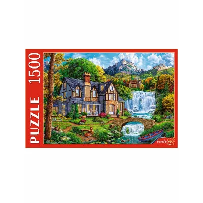 ПАЗЛЫ 1500 элементов. ДОМИК У БОЛЬШОГО ВОДОПАДА ФП1500-0682