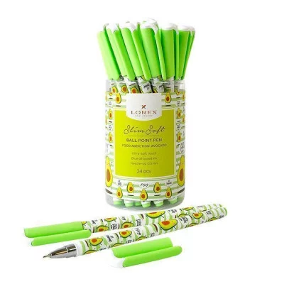Ручка маслян. LOREX FOOD ADDICTION.AVOCADO серия Slim Soft 0,50 мм синий, кругл. прорезин. корп., иг 189578