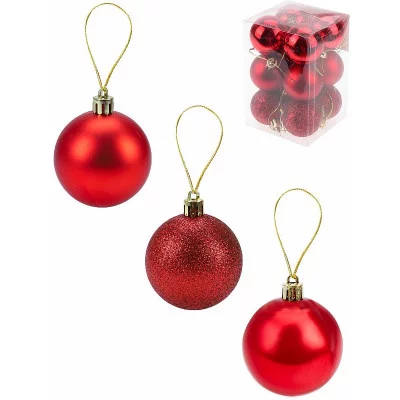 Новогоднее украшение. Набор красных ёлочных шаров 4 см 12 шт  НУ-3603