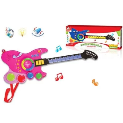 Гитара Суперзвезда на бат(свет,звук)в коробке