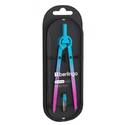 Готовальня Berlingo "Radiance", 2 предмета, циркуль 170мм, розовый/голубой градиент, пластиковый футляр 339134