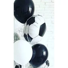 Шар (18\'\'/46 см) Круг, Футбольный мяч, Черный, 1 шт. 401506