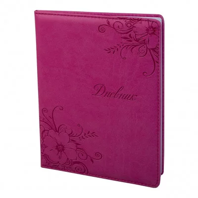 Дневник школьный Alingar 1-11 кл., 48л., 7БЦ, иск. кожа, поролон, тиснение, розовый, "Цветочный узор" AL7086/1
