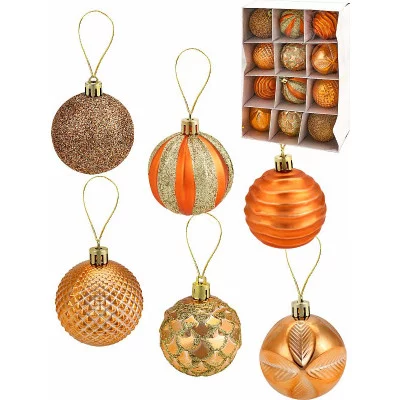 Новогоднее украшение Набор ёлочных шаров "Мечта" 12 шт 6 см, золотистый НШ-1513