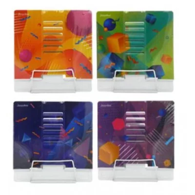 Подставка для книг QD-51005-2 А5 "Абстракция" белая с рисунком, металл, 21х22см, ассорти, в термопленке 330385