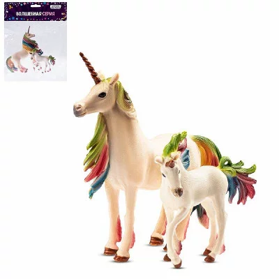 ТМ "КОМПАНИЯ ДРУЗЕЙ", серия "Животные планеты Земля", набор "Единорог и жеребенок", радужный, в/п 18*15*4 см JB0211369