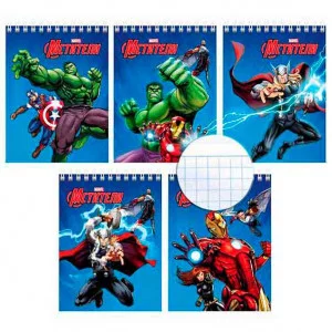 Блокнот 40л А6ф клетка Обл. мелованный картон на гребне -Мстители- MARVEL 40Б6В1гр