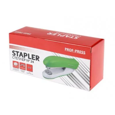 Степлер (ОП-2778), №24, пластик./к, на 20 листов, в карт. коробке, зеленый, шт ОП-2778