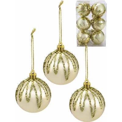 Новогоднее украшение.Набор  ёлочных шаров 6см. Брызги шампанского Шампань, 6 шт НШ-1400