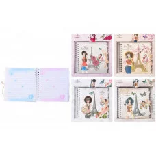 Блокнот детский ФРАНЦУЖЕНКА в подарочной упаковке цветная плотная обложка с ленточкой, рисунок МС-5393