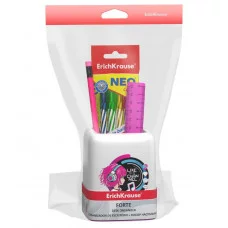 Набор настольный пластиковый ErichKrause Forte Top Blogger белый с розовой вставкой 57978