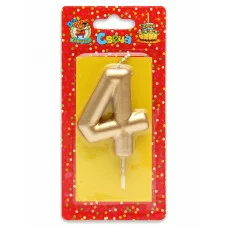Свеча для торта Золотая Цифра 4 С-1802