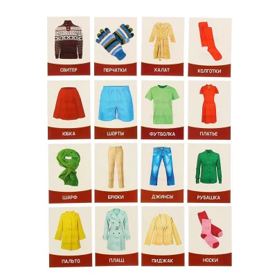 Обучающие карточки "Одежда" 16 шт. 1262699