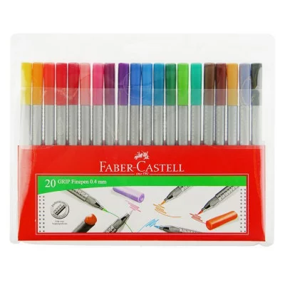 Набор ручек капиллярных 20цв Faber-Castell GRIP 0.4 мм в пласт/футляре 151620 2308310