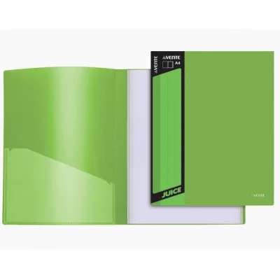 Папка с 20 вкладышами A4, 450 мкм, вкладыши 30 мкм, фактура "песок" внешний карман со сменной этикеткой, внутренний карман, индивидуальная маркировка, непрозрачная салатовая 3101900