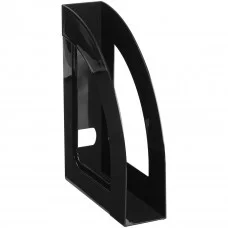 Лоток для бумаг вертикальный СТАММ "Респект", черный, ширина 70мм 351532