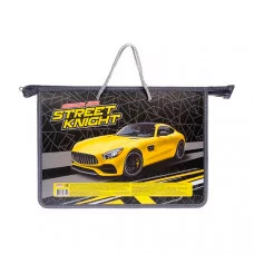 Папка А4 пластик молния сверху/ручки шнур "Желтый спорткар" ПРОФ-ПРЕСС П-6754 077844