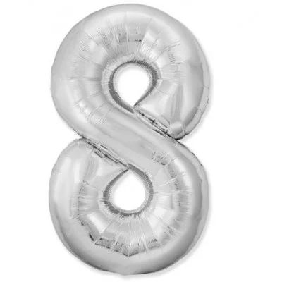 Шар (40\'\'/102 см) Цифра, 8 Slim, Серебро, 1 шт. 901918P